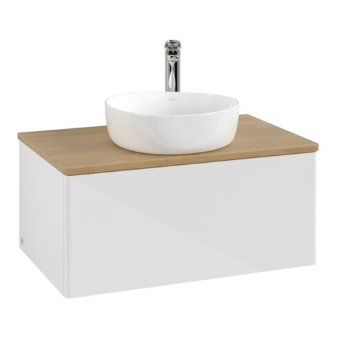 V&B Waschtischunterschrank ohne Frontstruktur Antao 80x36x50cm, HL, WBP hon. Oa, glo wh. Lac