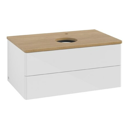 V&B Waschtischunterschrank ohne Frontstruktur Antao 80x36x50cm, HL, WBP hon. Oa, glo wh. Lac