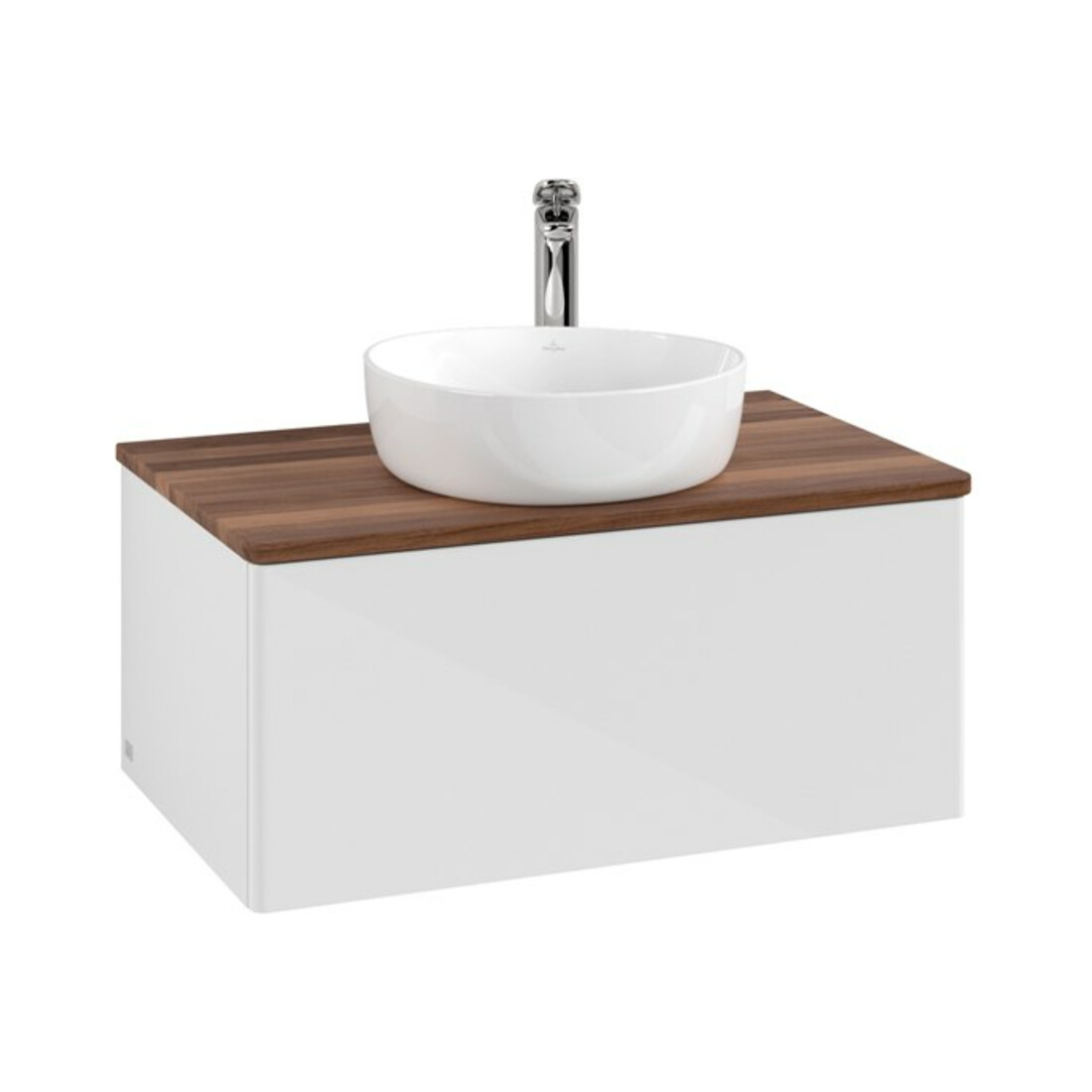 V&B Waschtischunterschrank ohne Frontstruktur Antao 80x36x50cm, HL, WBP w. wal, glo wh. Lac