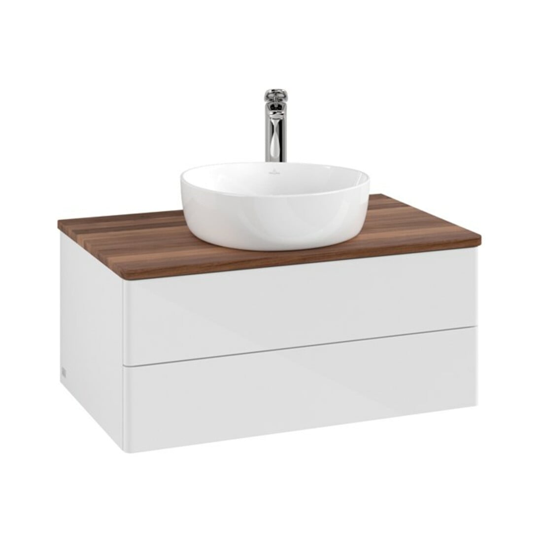 V&B Waschtischunterschrank ohne Frontstruktur Antao 80x36x50cm, HL, WBP w. wal, glo wh. Lac