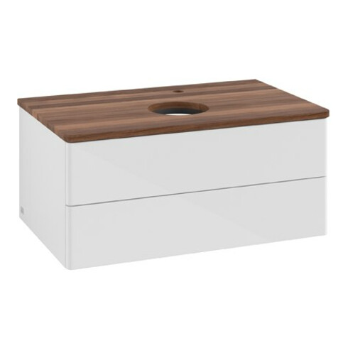 V&B Waschtischunterschrank ohne Frontstruktur Antao 80x36x50cm, HL, WBP w. wal, glo wh. Lac