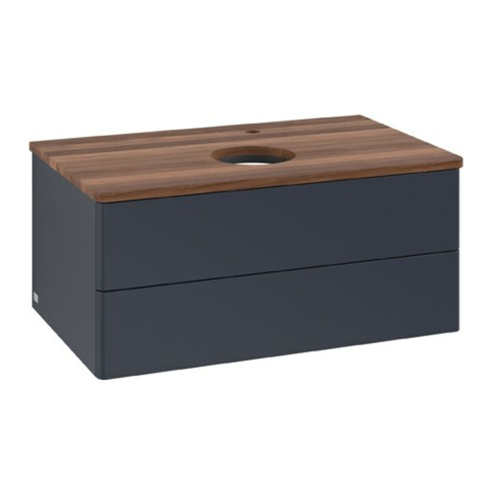 V&B Waschtischunterschrank ohne Frontstruktur Antao 80x36x50cm, HL, WBP w. wal, md bl. m Lac