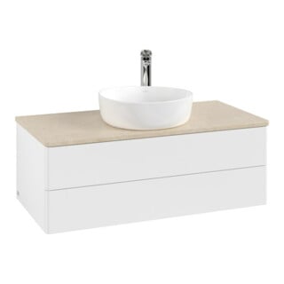 V&B Waschtischunterschrank ohne Frontstruktur -Beleuchtung Antao 100x36x50cm, HL, WBP botti., wh. m Lac