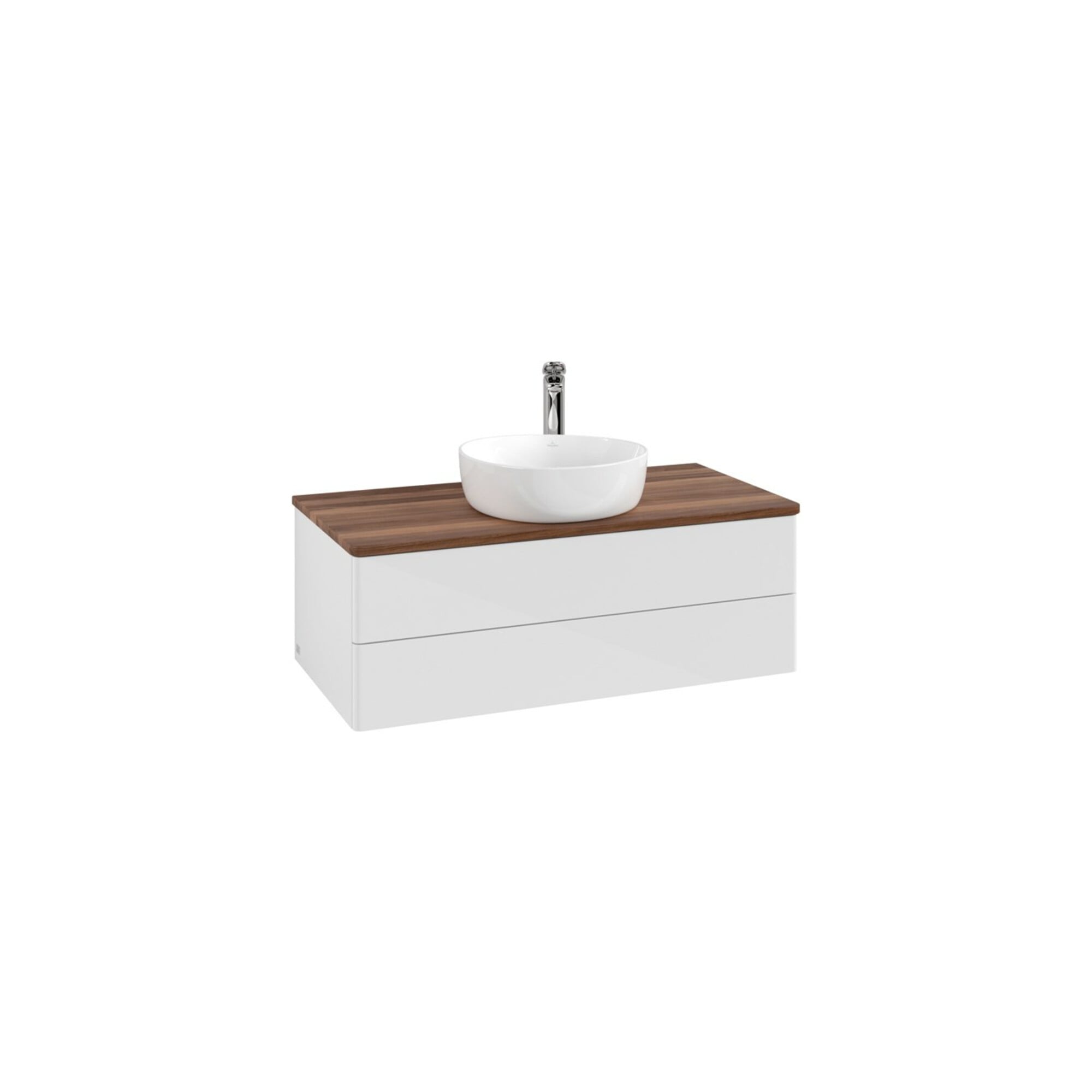 V&B Waschtischunterschrank ohne Frontstruktur -Beleuchtung Antao 100x36x50cm, HL, WBP w. wal, glo wh. Lac ; Villeroy & Boch