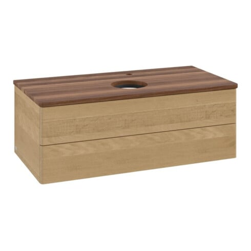 V&B Waschtischunterschrank ohne Frontstruktur -Beleuchtung Antao 100x36x50cm, HL, WBP w. wal, hon. Oa