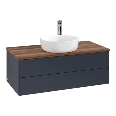 V&B Waschtischunterschrank ohne Frontstruktur -Beleuchtung Antao 100x36x50cm, HL, WBP w wal, md bl. m Lac
