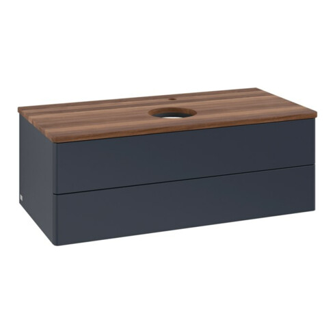 V&B Waschtischunterschrank ohne Frontstruktur -Beleuchtung Antao 100x36x50cm, HL, WBP w wal, md bl. m Lac