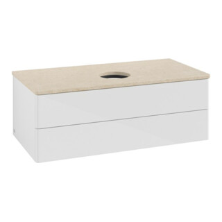 V&B Waschtischunterschrank ohne Frontstruktur -Beleuchtung Antao 100x36x50cm, WBP botti., glo wh. Lac