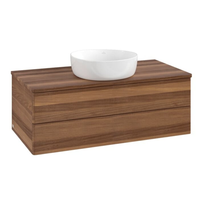 V&B Waschtischunterschrank ohne Frontstruktur -Beleuchtung Antao 100x36x50cm, WBP-farbe w. wal, w. walnut