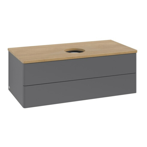 V&B Waschtischunterschrank ohne Frontstruktur -Beleuchtung Antao 100x36x50cm, WBP hon. Oa, Anthrac. m Lac