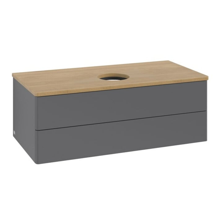 V&B Waschtischunterschrank ohne Frontstruktur -Beleuchtung Antao 100x36x50cm, WBP hon. Oa, Anthrac. m Lac