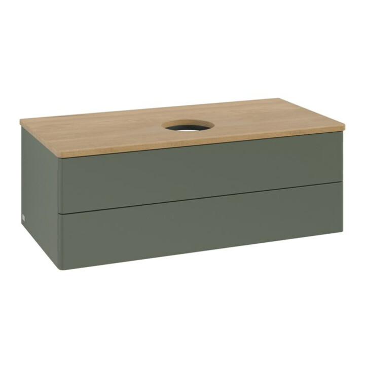V&B Waschtischunterschrank ohne Frontstruktur -Beleuchtung Antao 100x36x50cm, WBP hon. Oa, lea gre. m Lac