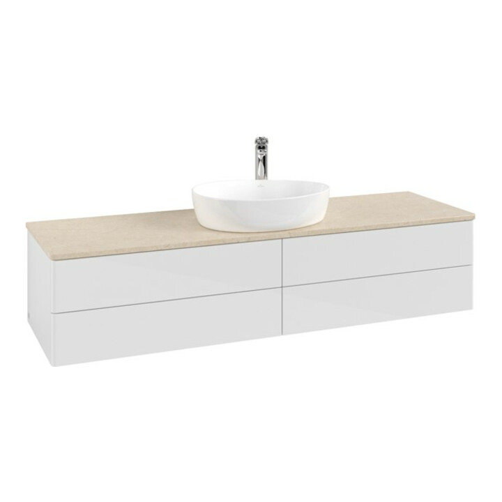 V&B Waschtischunterschrank ohne Frontstruktur -Beleuchtung Antao 160x50cm, HL, WBP botti., glo wh. Lac