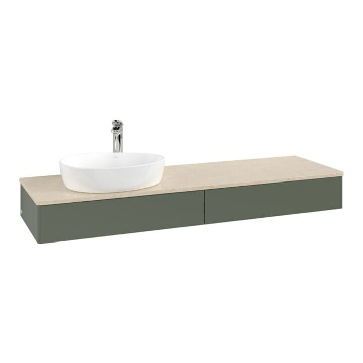 V&B Waschtischunterschrank ohne Frontstruktur -Beleuchtung Antao 160x50cm, HL, WBP botti., lea gre. m Lac