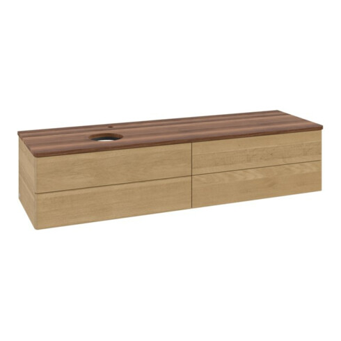 V&B Waschtischunterschrank ohne Frontstruktur -Beleuchtung Antao 160x50cm, HL, WBP-farbe w. wal, hon. Oa