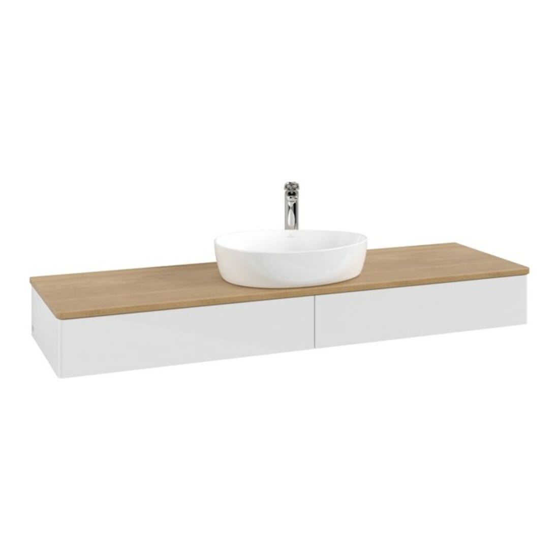 V&B Waschtischunterschrank ohne Frontstruktur -Beleuchtung Antao 160x50cm, HL, WBP hon. Oa, glo wh. Lac