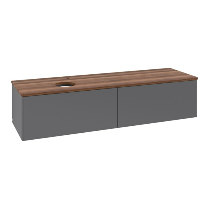 V&B Waschtischunterschrank ohne Frontstruktur -Beleuchtung Antao 160x50cm, HL, WBP w. wal, Anthrac. m Lac