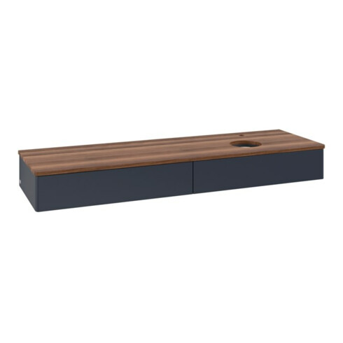 V&B Waschtischunterschrank ohne Frontstruktur -Beleuchtung Antao 160x50cm, HL, WBP w. wal, md bl. m Lac