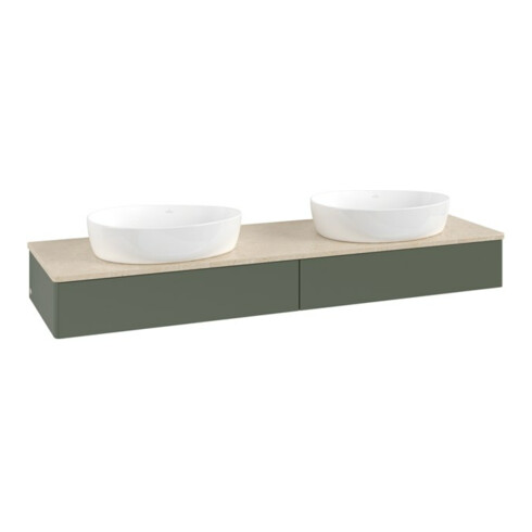 V&B Waschtischunterschrank ohne Frontstruktur -Beleuchtung Antao 160x50cm, WBP botti., lea gre. m Lac