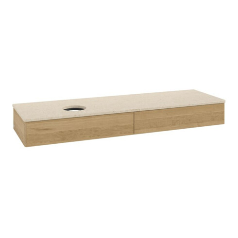 V&B Waschtischunterschrank ohne Frontstruktur -Beleuchtung Antao 160x50cm, WBP-farbe botticino, honey oak