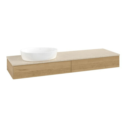 V&B Waschtischunterschrank ohne Frontstruktur -Beleuchtung Antao 160x50cm, WBP-farbe botticino, honey oak