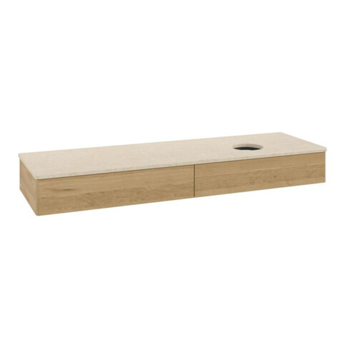 V&B Waschtischunterschrank ohne Frontstruktur -Beleuchtung Antao 160x50cm, WBP-farbe botticino, honey oak