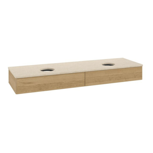 V&B Waschtischunterschrank ohne Frontstruktur -Beleuchtung Antao 160x50cm, WBP-farbe botticino, honey oak