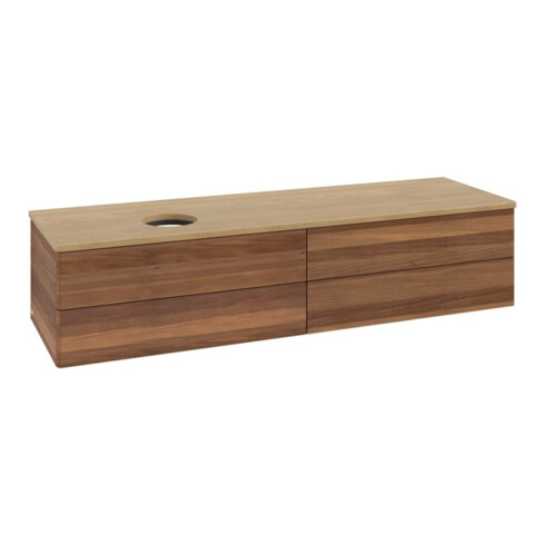V&B Waschtischunterschrank ohne Frontstruktur -Beleuchtung Antao 160x50cm, WBP-farbe hon. Oa, warm walnut