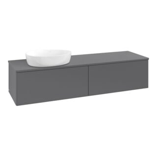 V&B Waschtischunterschrank ohne Frontstruktur -Beleuchtung Antao 160x50cm, WBP-farbe Lac, Anthrac. m Lac