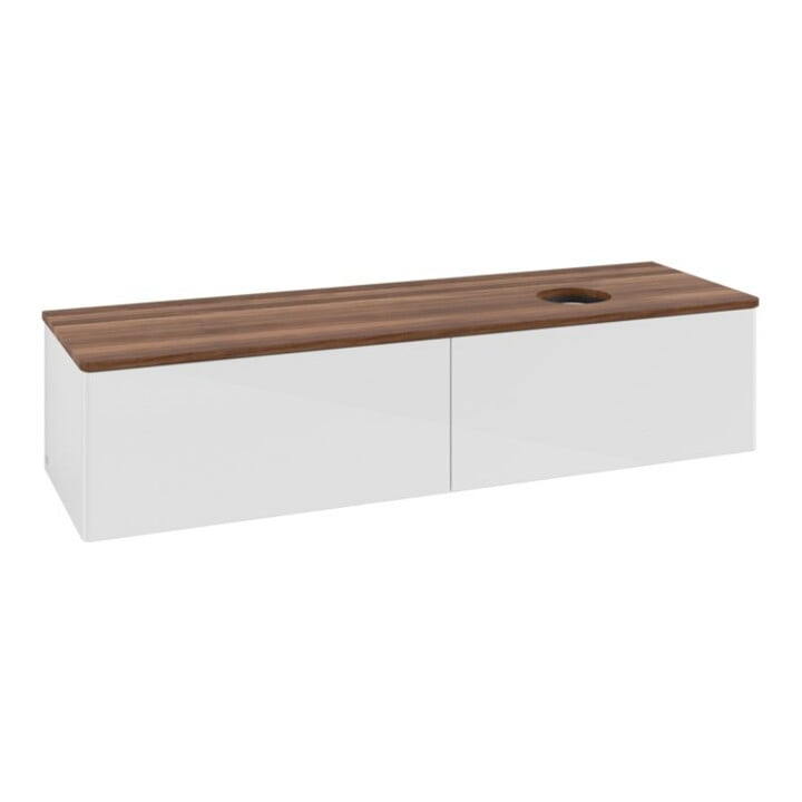 V&B Waschtischunterschrank ohne Frontstruktur -Beleuchtung Antao 160x50cm, WBP-farbe w. wal, glo wh. Lac