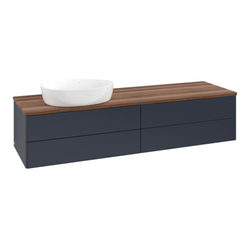 V&B Waschtischunterschrank ohne Frontstruktur -Beleuchtung Antao 160x50cm, WBP-farbe w. wal, md bl. m Lac