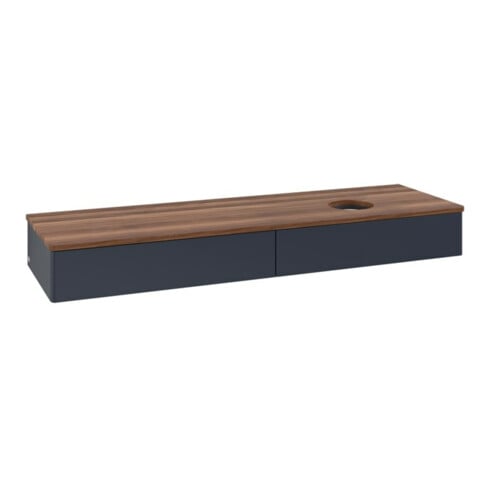 V&B Waschtischunterschrank ohne Frontstruktur -Beleuchtung Antao 160x50cm, WBP-farbe w. wal, md bl. m Lac