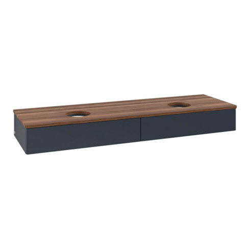 V&B Waschtischunterschrank ohne Frontstruktur -Beleuchtung Antao 160x50cm, WBP-farbe w. wal, md bl. m Lac