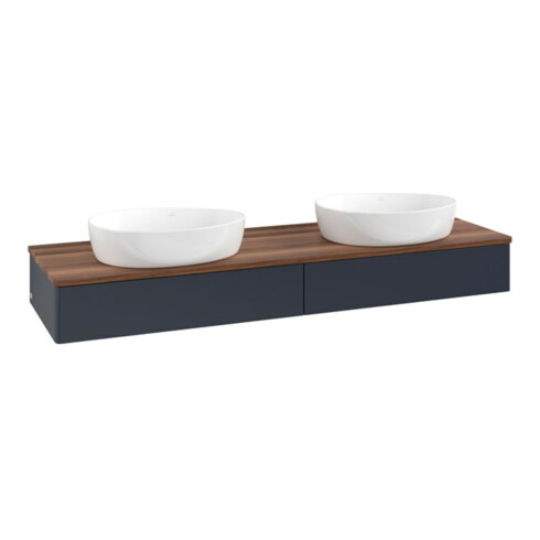 V&B Waschtischunterschrank ohne Frontstruktur -Beleuchtung Antao 160x50cm, WBP-farbe w. wal, md bl. m Lac