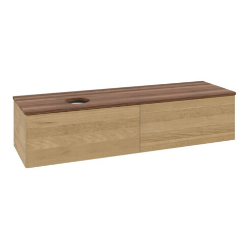 V&B Waschtischunterschrank ohne Frontstruktur -Beleuchtung Antao 160x50cm, WBP-farbe w. walnut, honey oak
