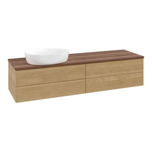V&B Waschtischunterschrank ohne Frontstruktur -Beleuchtung Antao 160x50cm, WBP-farbe w. walnut, honey oak