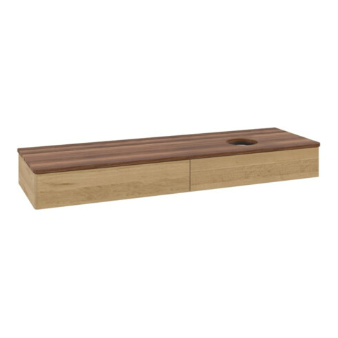 V&B Waschtischunterschrank ohne Frontstruktur -Beleuchtung Antao 160x50cm, WBP-farbe w. walnut, honey oak