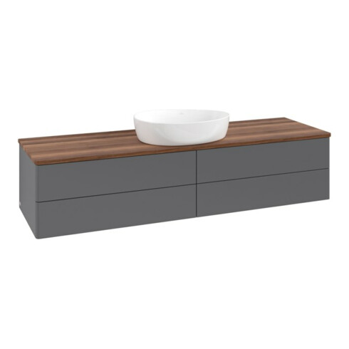 V&B Waschtischunterschrank ohne Frontstruktur -Beleuchtung Antao 160x50cm, WBP w. wal, Anthrac. m Lac