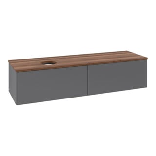 V&B Waschtischunterschrank ohne Frontstruktur -Beleuchtung Antao 160x50cm, WBP w. wal, Anthrac. m Lac