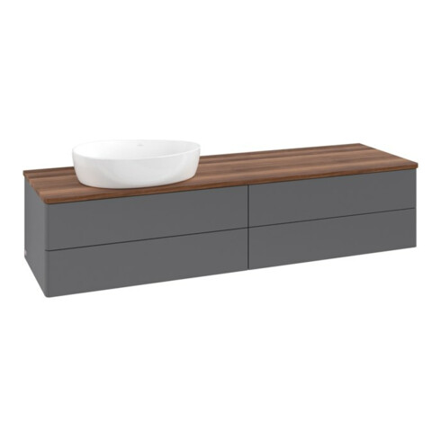 V&B Waschtischunterschrank ohne Frontstruktur -Beleuchtung Antao 160x50cm, WBP w. wal, Anthrac. m Lac