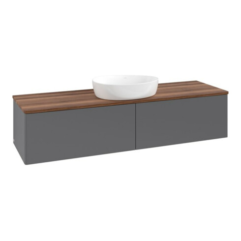 V&B Waschtischunterschrank ohne Frontstruktur -Beleuchtung Antao 160x50cm, WBP w. wal, Anthrac. m Lac