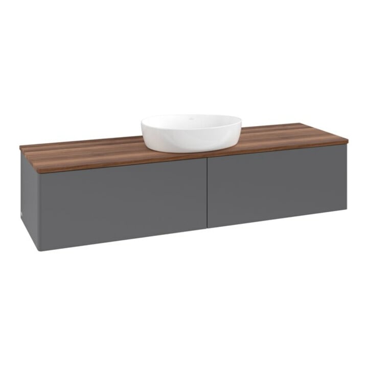 V&B Waschtischunterschrank ohne Frontstruktur -Beleuchtung Antao 160x50cm, WBP w. wal, Anthrac. m Lac