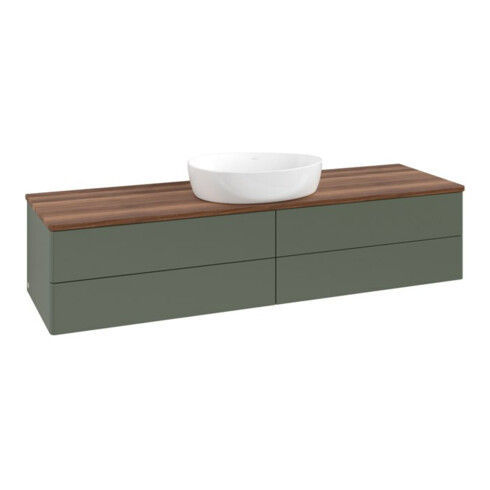 V&B Waschtischunterschrank ohne Frontstruktur -Beleuchtung Antao 160x50cm, WBP w. wal, lea gre. m Lac