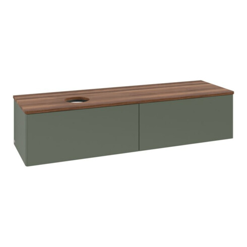 V&B Waschtischunterschrank ohne Frontstruktur -Beleuchtung Antao 160x50cm, WBP w. wal, lea gre. m Lac
