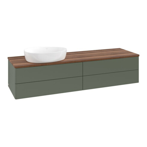 V&B Waschtischunterschrank ohne Frontstruktur -Beleuchtung Antao 160x50cm, WBP w. wal, lea gre. m Lac