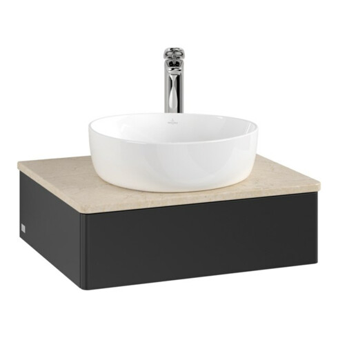 V&B Waschtischunterschrank ohne Frontstruktur -Beleuchtung Antao 60x19x50cm, HL, WBP botti., bla m Lac