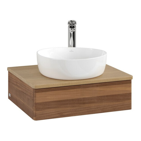 V&B Waschtischunterschrank ohne Frontstruktur -Beleuchtung Antao 60x19x50cm, HL, WBP hon. Oa, w. wal