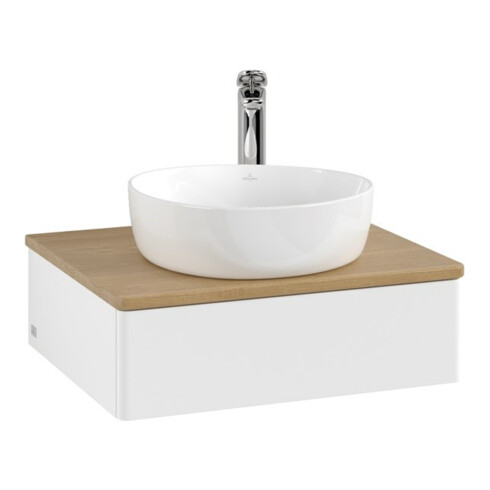 V&B Waschtischunterschrank ohne Frontstruktur -Beleuchtung Antao 60x19x50cm, HL, WBP hon. Oa, wh. m Lac