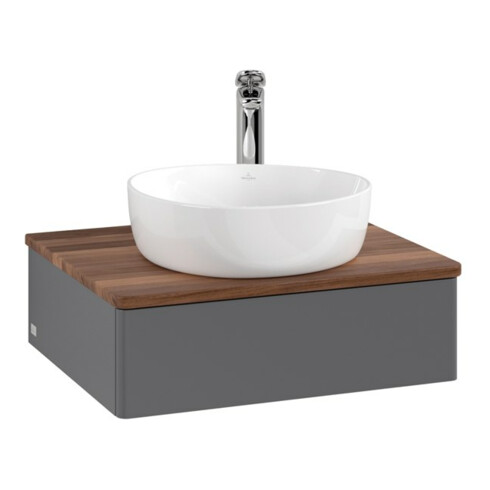 V&B Waschtischunterschrank ohne Frontstruktur -Beleuchtung Antao 60x19x50cm, HL, WBP w wa, Anthrac. m Lac