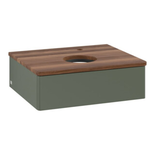 V&B Waschtischunterschrank ohne Frontstruktur -Beleuchtung Antao 60x19x50cm, HL, WBP w wa, lea gre. m Lac